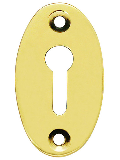Plain Keyhole Cover - 1 7/8 x 1 1/8 inch in Polished Brass.